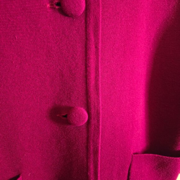 Sara Campbell Fuschia Wool Blend Coatigan pockets Covered Button Closure Size M - Picture 5 of 6